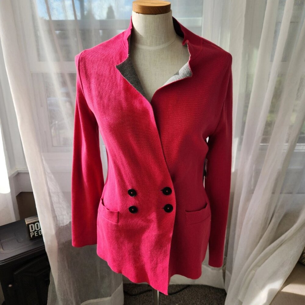 Nic + Zoe fucshia pink knit jacket size M NWT $138